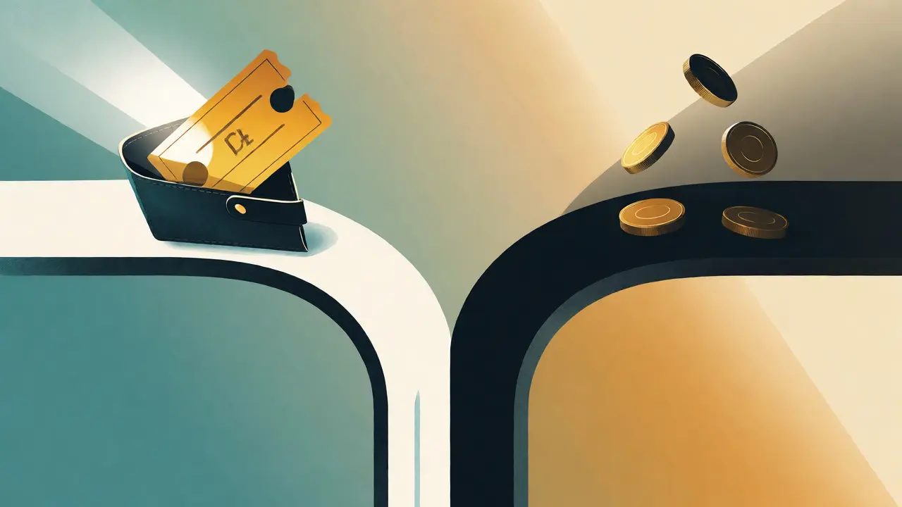 Konceptuální ilustrace cesty k vrácení peněz nebo ztrátě zálohy